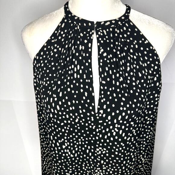 A.L.C. Black 100% Silk White Polka Dot Shift Designer Dress Women's Size 6 - Picture 2 of 9